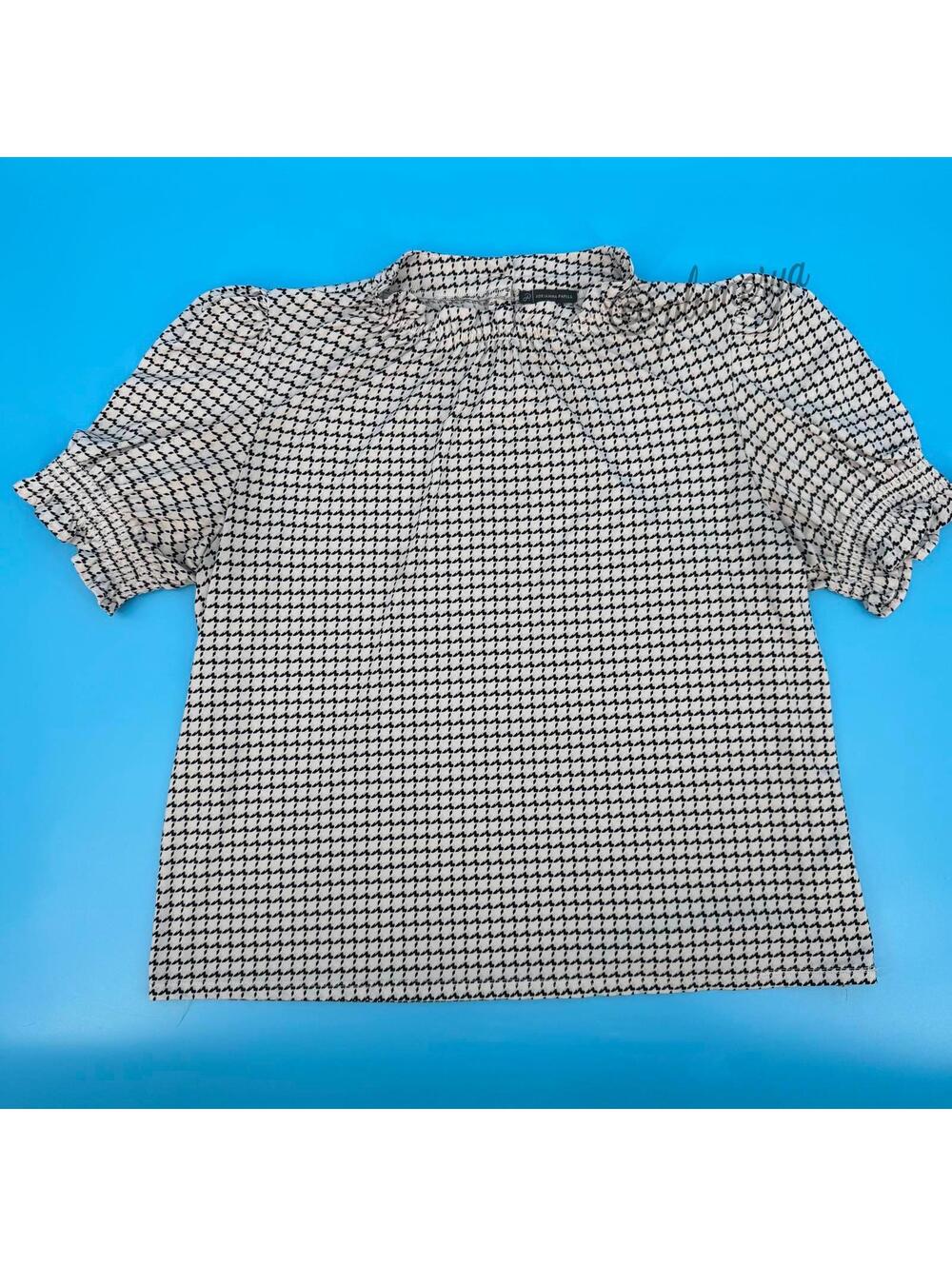 Adrianna Papell Women's High Neck Puff Sleeve Stretch Blouse Summer Size XL